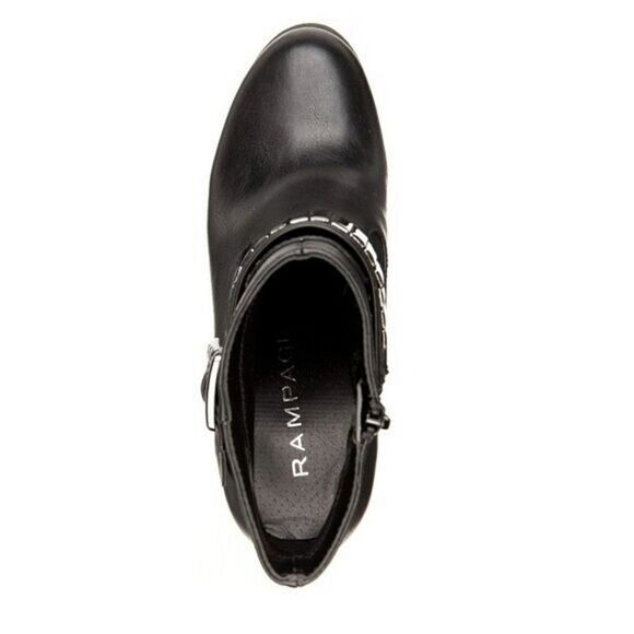 New! RAMPAGE Buckle Detail Women's Black Ankle Boots Booties Shoes NWB - Picture 2 of 8